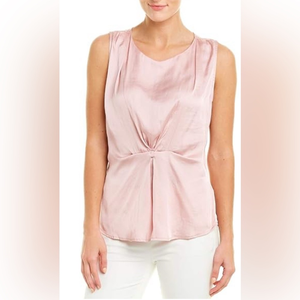 NIC+ZOE Pink Pleated Sleeveless Round Neck Blouse Women’s Size L Regular Easter